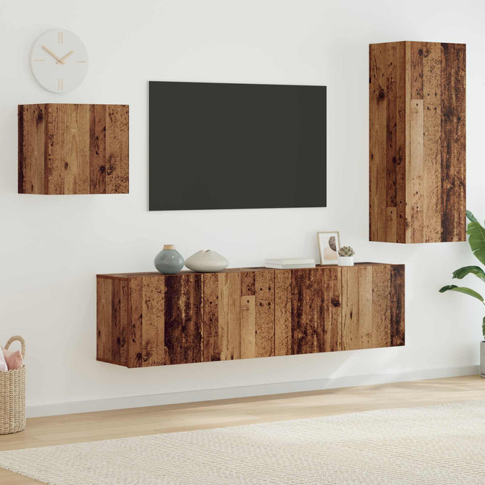 Cabinet TV Pe perete 4 pcs Lemn Vechi Lemn compozit - WALTI WALTI