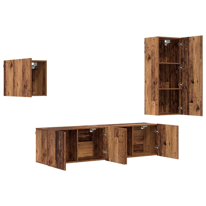 Cabinet TV Pe perete 4 pcs Lemn Vechi Lemn compozit - WALTI WALTI