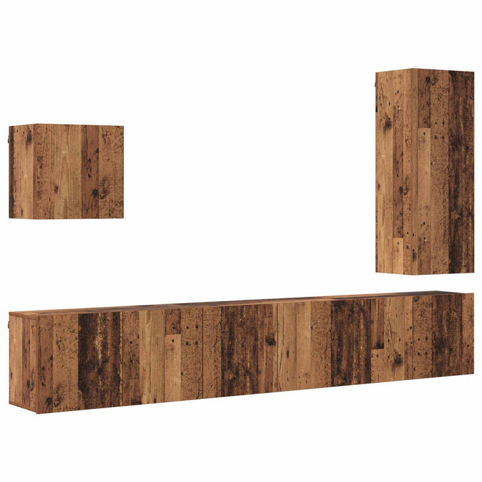 Unitate TV de Perete Pe perete 5 pcs Lemn Vechi Lemn compozit - WALTI WALTI