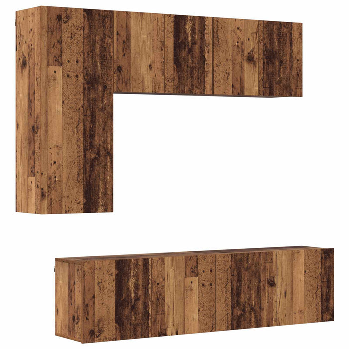 Unitate TV de Perete Pe perete 5 pcs Lemn Vechi Lemn compozit - WALTI WALTI