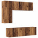 Unitate TV de Perete Pe perete 5 pcs Lemn Vechi Lemn compozit - WALTI WALTI