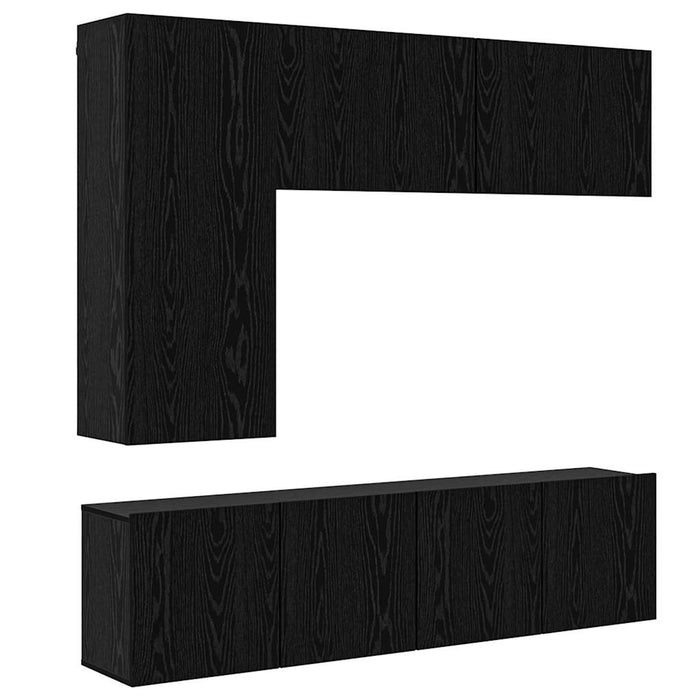 Unitate TV de Perete Pe perete 5 pcs Stejar Negru Lemn compozit - WALTI WALTI
