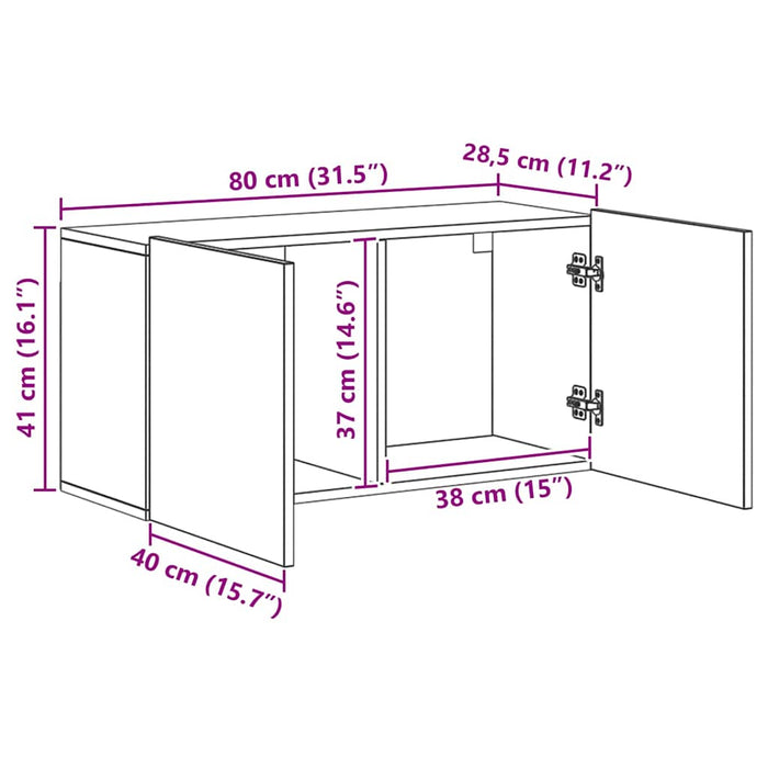 Unitate TV de Perete Pe perete 5 pcs Stejar Negru Lemn compozit - WALTI WALTI