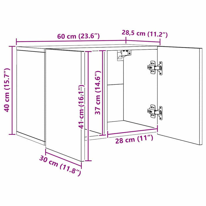 Unitate TV de Perete Pe perete 5 pcs Stejar Negru Lemn compozit - WALTI WALTI