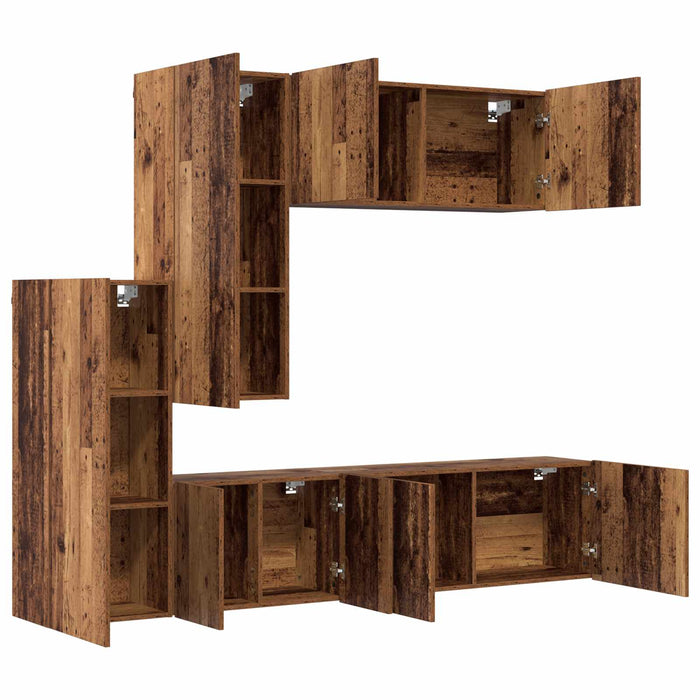 Unitate TV de Perete Pe perete 5 pcs Lemn Vechi Lemn compozit - WALTI WALTI