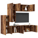 Unitate TV de Perete Pe perete 5 pcs Lemn Vechi Lemn compozit - WALTI WALTI