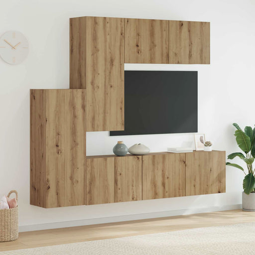 Unitate TV de Perete 5 pcs Stejar Artizanal Lemn compozit - WALTI WALTI