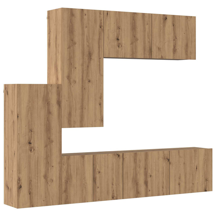 Unitate TV de Perete 5 pcs Stejar Artizanal Lemn compozit - WALTI WALTI