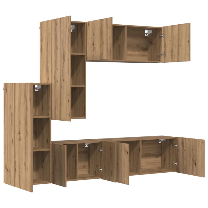 Unitate TV de Perete 5 pcs Stejar Artizanal Lemn compozit - WALTI WALTI