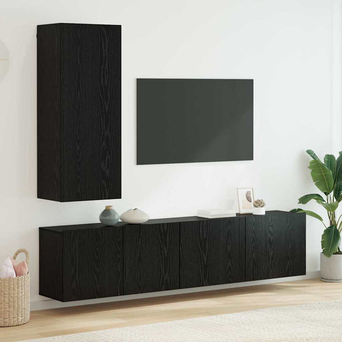 Set Dulap pentru Televizor Montat pe Perete 5 pcs Stejar negru - WALTI WALTI