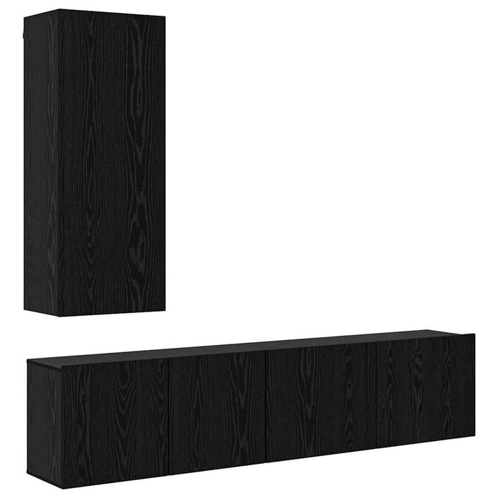 Set Dulap pentru Televizor Montat pe Perete 5 pcs Stejar negru - WALTI WALTI