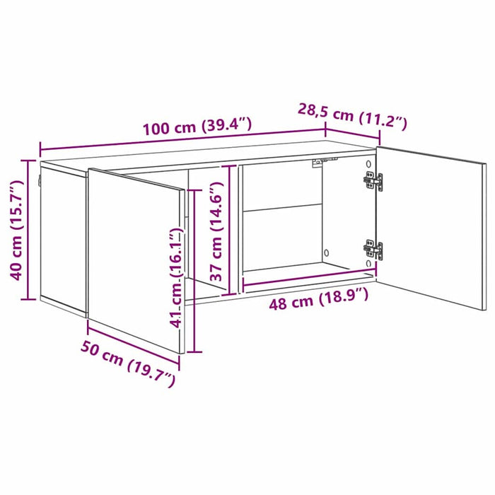 Set Dulap pentru Televizor Montat pe Perete 5 pcs Stejar negru - WALTI WALTI