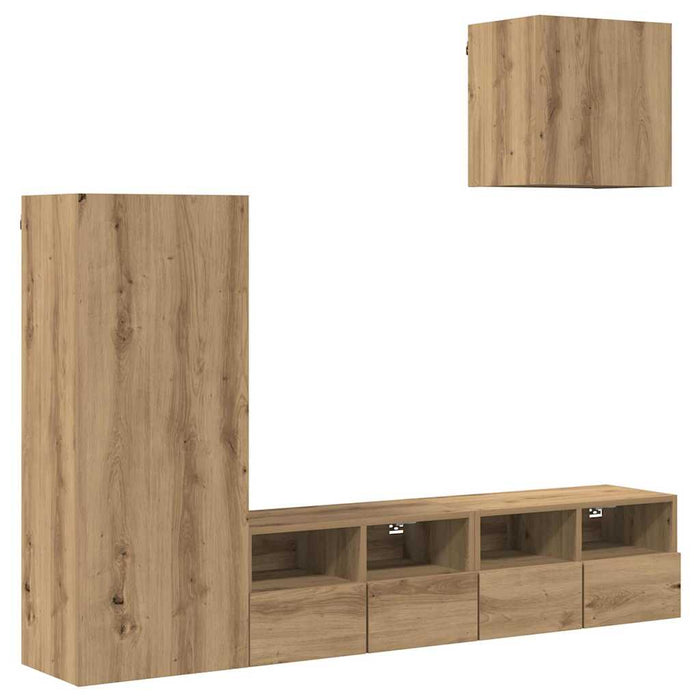 Unități pentru Pereți de TV 4 pcs Stejar Artizanal - WALTI WALTI