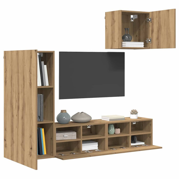 Unități pentru Pereți de TV 4 pcs Stejar Artizanal - WALTI WALTI