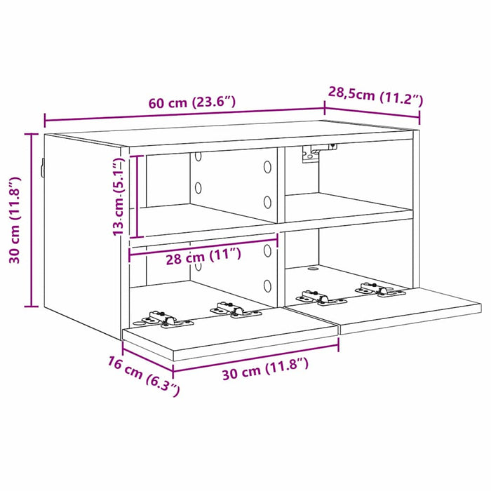Unități pentru Pereți de TV 4 pcs Stejar Negru Lemn compozit - WALTI WALTI