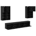 Set Dulap TV pe Perete cu Lămpi LED cu led 7 pcs Stejar Negru - WALTI WALTI