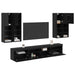 Set Dulap TV pe Perete cu Lămpi LED cu led 7 pcs Stejar Negru - WALTI WALTI