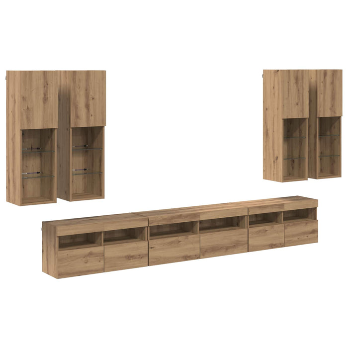 Set Dulap pentru Televizor Montat pe Perete 7 pcs Lemn compozit - WALTI WALTI