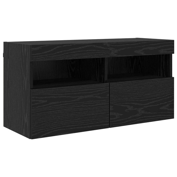 Set Dulap pentru Televizor Montat pe Perete 7 pcs Stejar Negru - WALTI WALTI