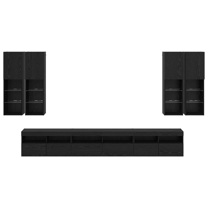 Set Dulap pentru Televizor Montat pe Perete 7 pcs Stejar Negru - WALTI WALTI
