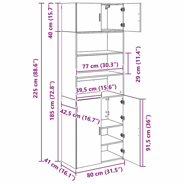 Dulap de depozitare Lemn Vechi 80 x 42,5 x 225 cm Lemn compozit - WALTI WALTI