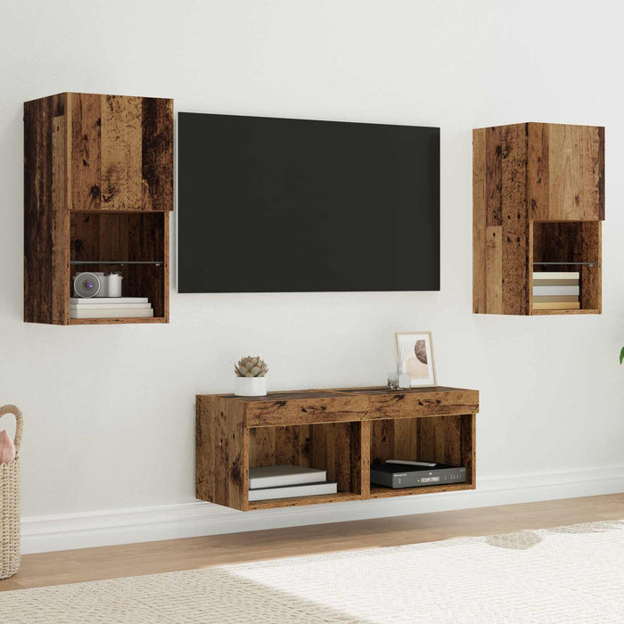 Dulapuri pentru TV Pe perete 4 pcs Lemn Vechi Lemn compozit - WALTI WALTI