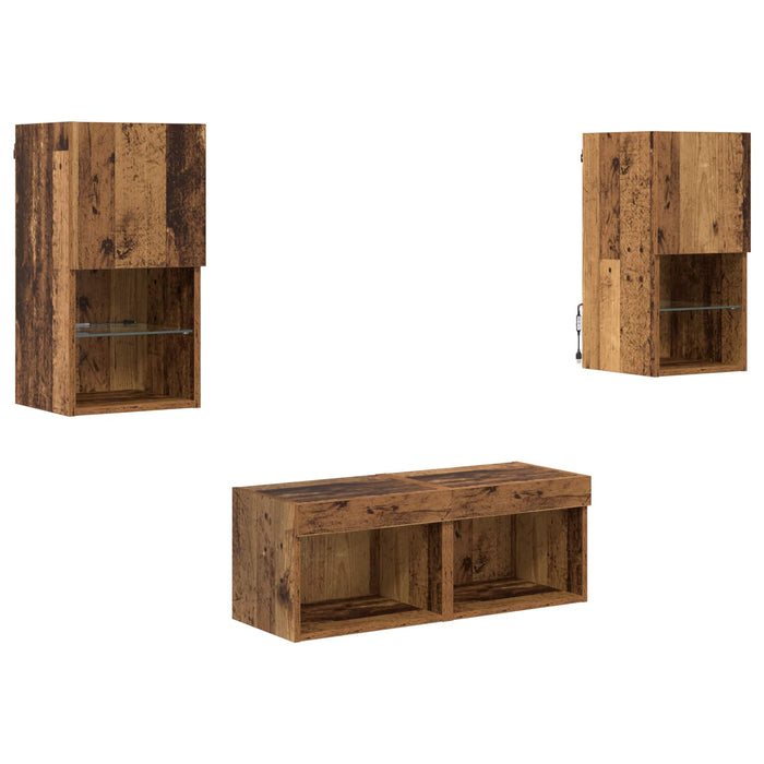 Dulapuri pentru TV Pe perete 4 pcs Lemn Vechi Lemn compozit - WALTI WALTI