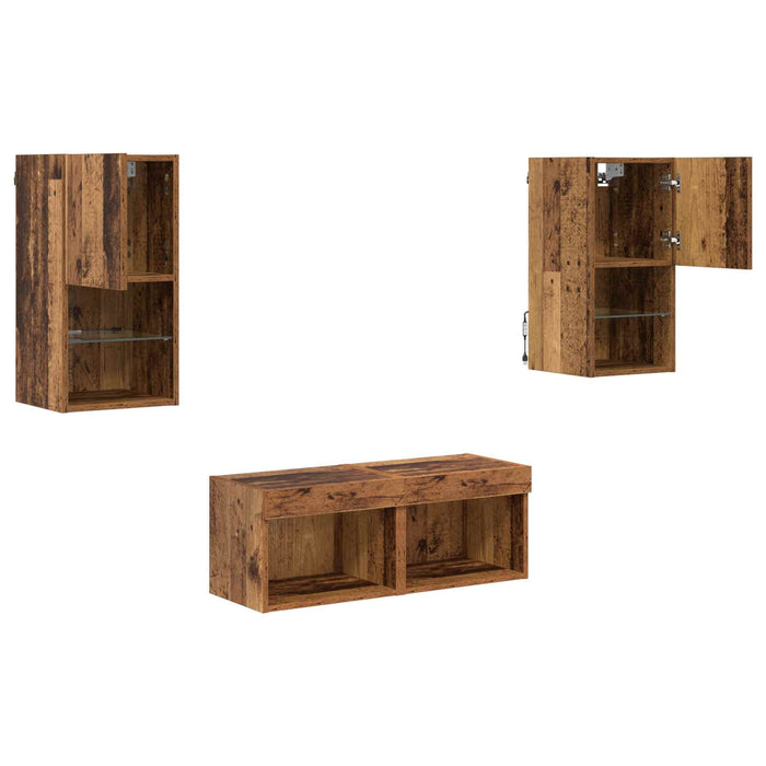 Dulapuri pentru TV Pe perete 4 pcs Lemn Vechi Lemn compozit - WALTI WALTI