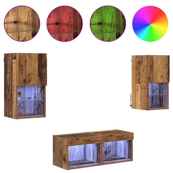 Dulapuri pentru TV Pe perete 4 pcs Lemn Vechi Lemn compozit - WALTI WALTI
