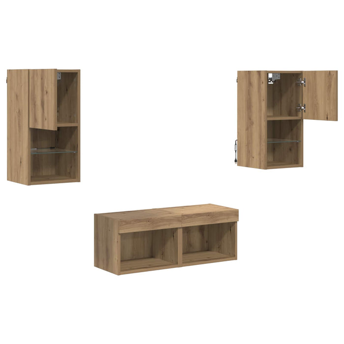 Dulapuri pentru TV 4 pcs Stejar Artizanal Lemn compozit - WALTI WALTI