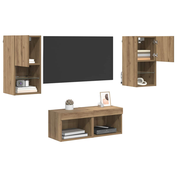 Dulapuri pentru TV 4 pcs Stejar Artizanal Lemn compozit - WALTI WALTI