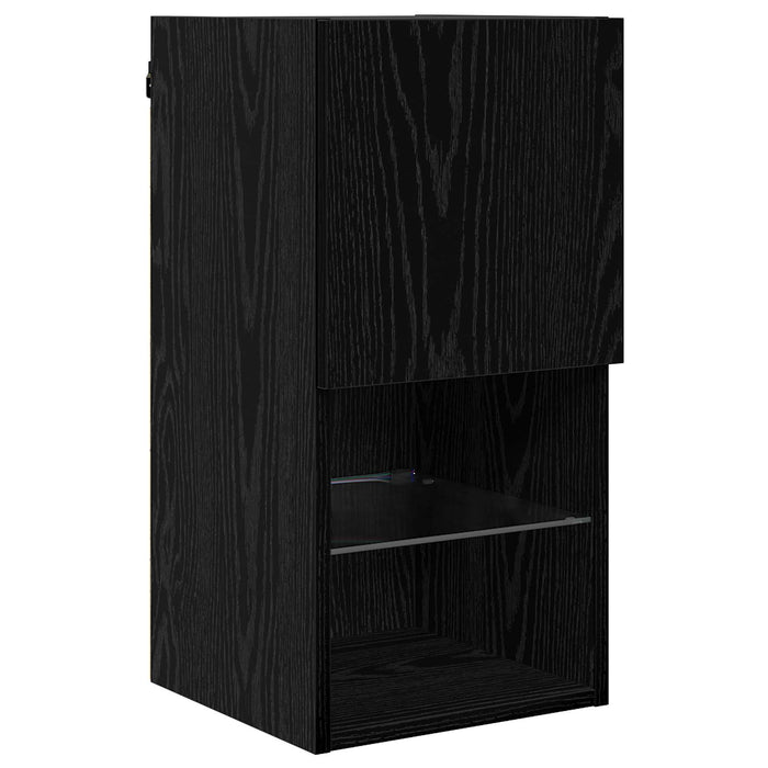 Dulapuri pentru TV Pe perete 4 pcs Stejar Negru Lemn compozit - WALTI WALTI