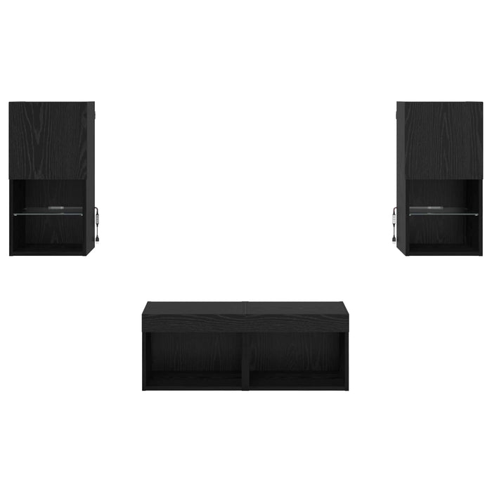 Dulapuri pentru TV Pe perete 4 pcs Stejar Negru Lemn compozit - WALTI WALTI