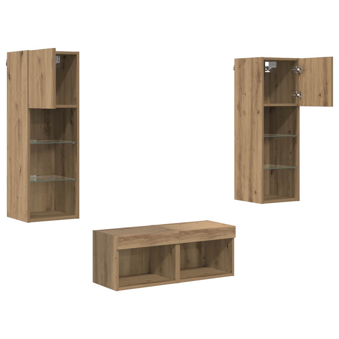 Dulapuri pentru TV Pe perete 4 pcs Stejar Negru 40 x 30 x 30 cm - WALTI WALTI