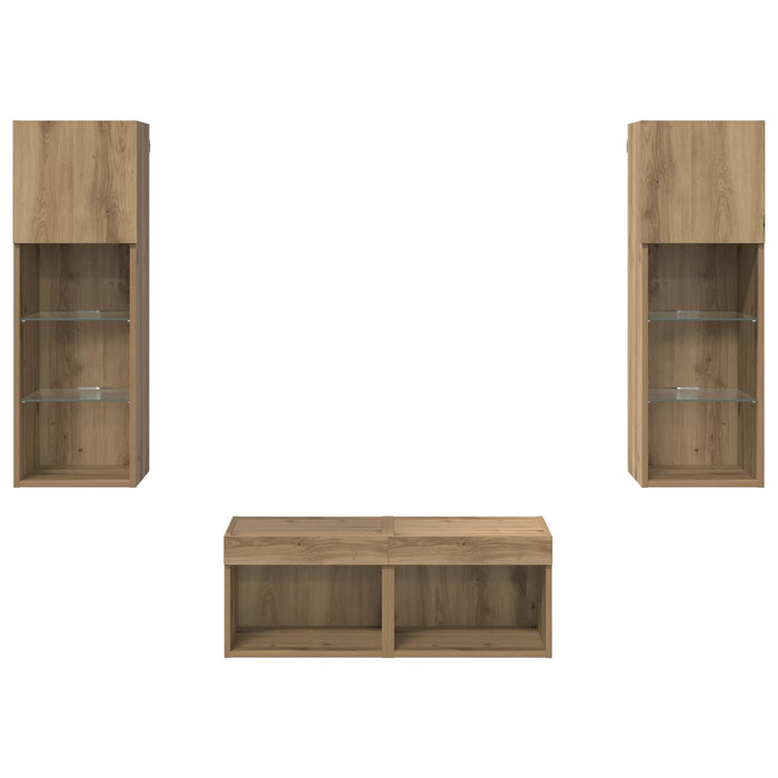 Dulapuri pentru TV Pe perete 4 pcs Stejar Negru 40 x 30 x 30 cm - WALTI WALTI