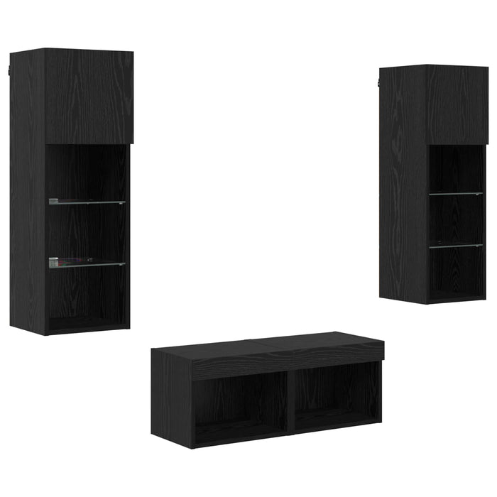 Dulapuri pentru TV Pe perete 4 pcs Stejar Negru 40 x 30 x 30 cm - WALTI WALTI