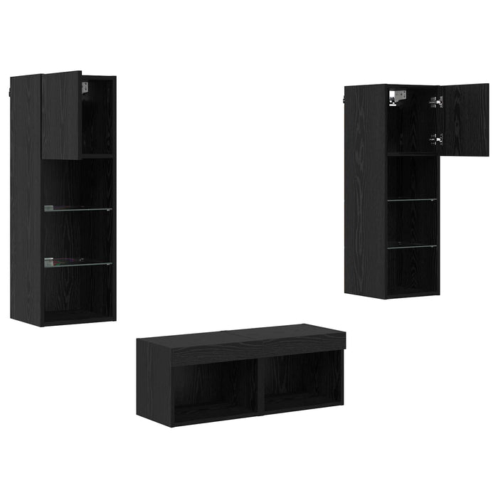 Dulapuri pentru TV Pe perete 4 pcs Stejar Negru 40 x 30 x 30 cm - WALTI WALTI