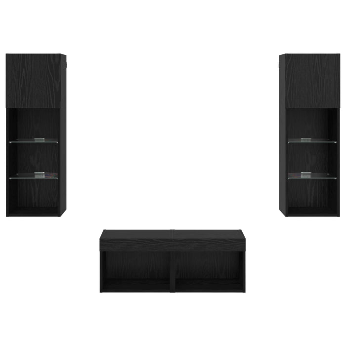 Dulapuri pentru TV Pe perete 4 pcs Stejar Negru 40 x 30 x 30 cm - WALTI WALTI