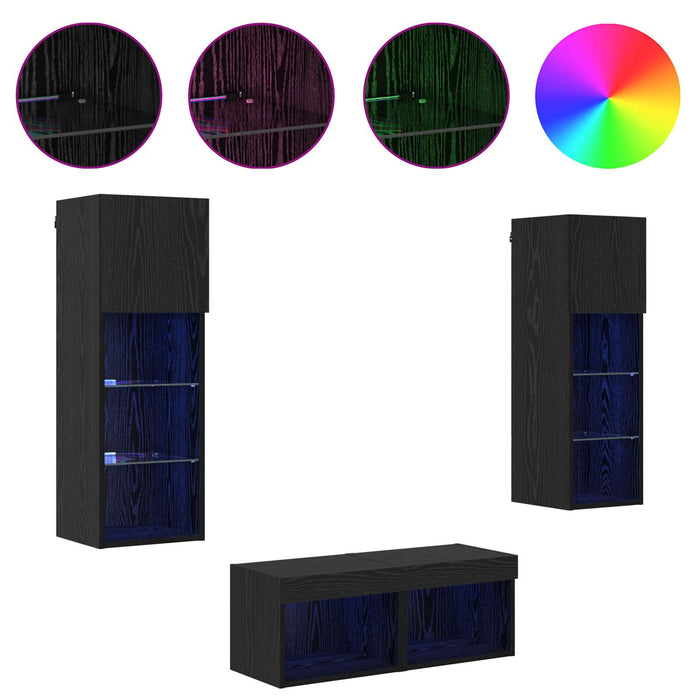 Dulapuri pentru TV Pe perete 4 pcs Stejar Negru 40 x 30 x 30 cm - WALTI WALTI
