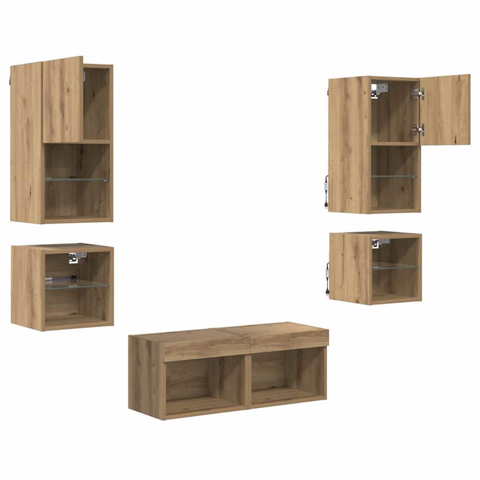 Unități pentru Pereți de TV 8 pcs Stejar Artizanal - WALTI WALTI