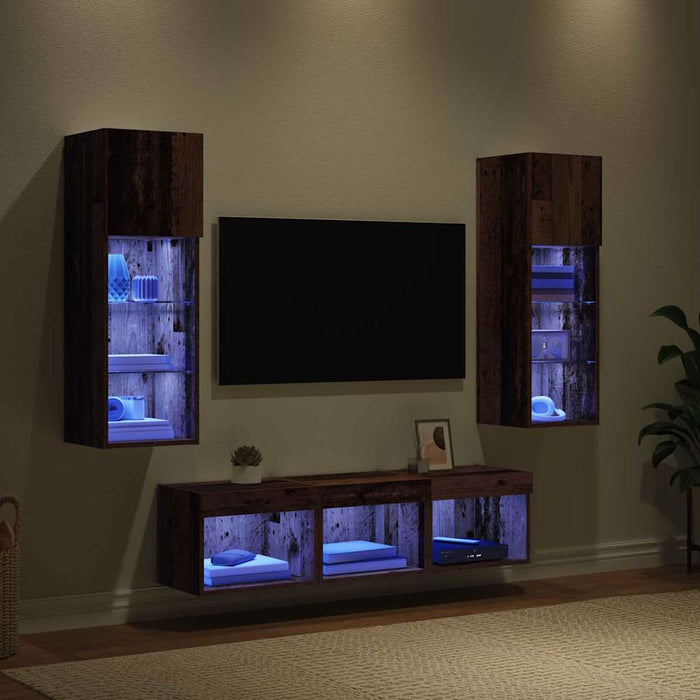 Unități pentru Pereți de TV 5 pcs Stejar Negru 60 x 30 x 30 cm - WALTI WALTI