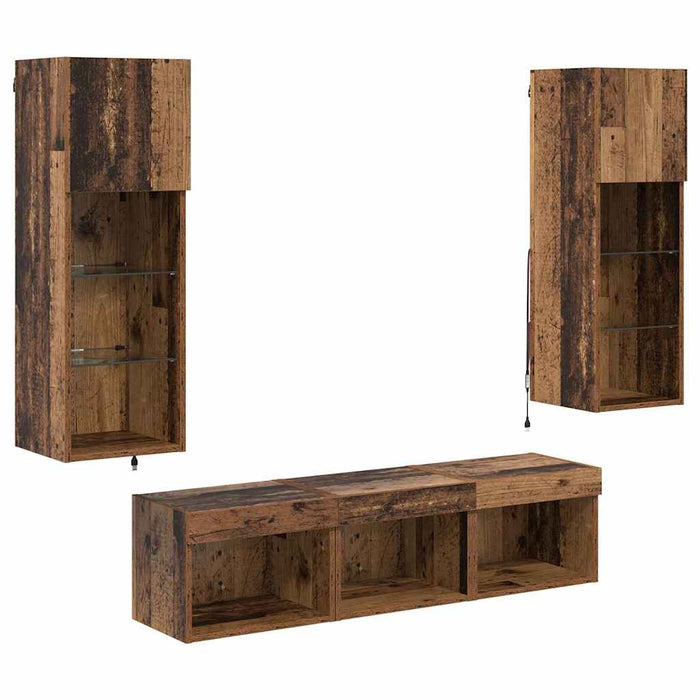 Unități pentru Pereți de TV 5 pcs Stejar Negru 60 x 30 x 30 cm - WALTI WALTI
