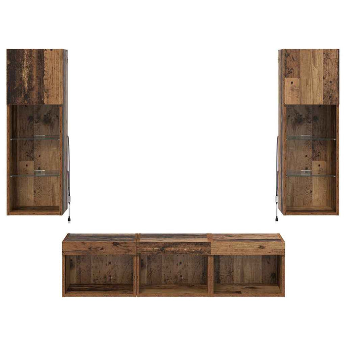 Unități pentru Pereți de TV 5 pcs Stejar Negru 60 x 30 x 30 cm - WALTI WALTI