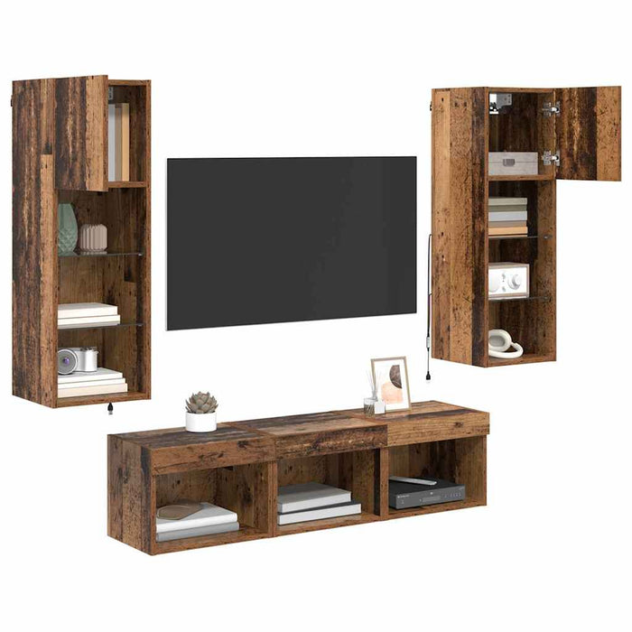 Unități pentru Pereți de TV 5 pcs Stejar Negru 60 x 30 x 30 cm - WALTI WALTI