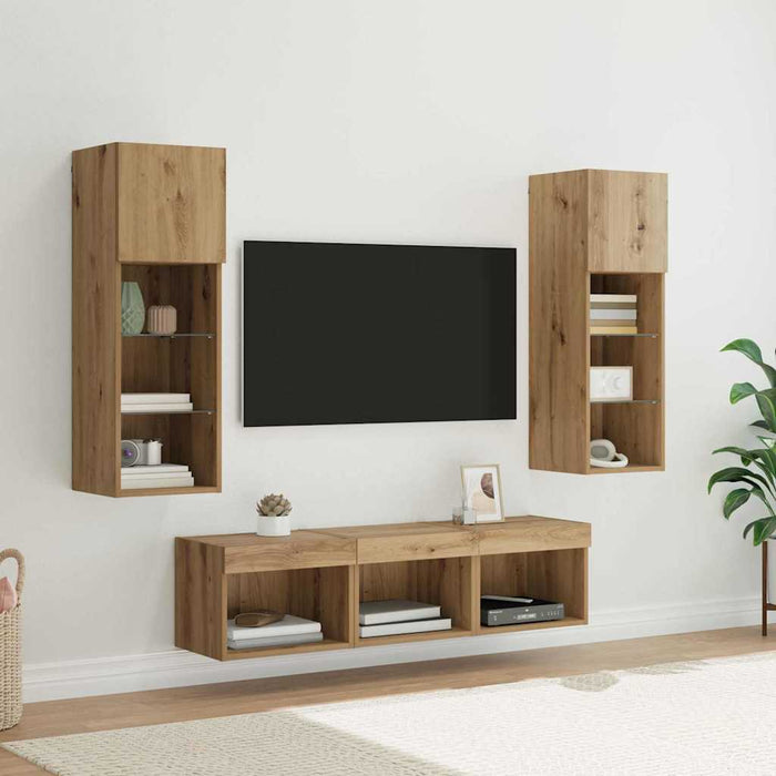 Unități pentru Pereți de TV 5 pcs Stejar Negru 60 x 30 x 30 cm - WALTI WALTI