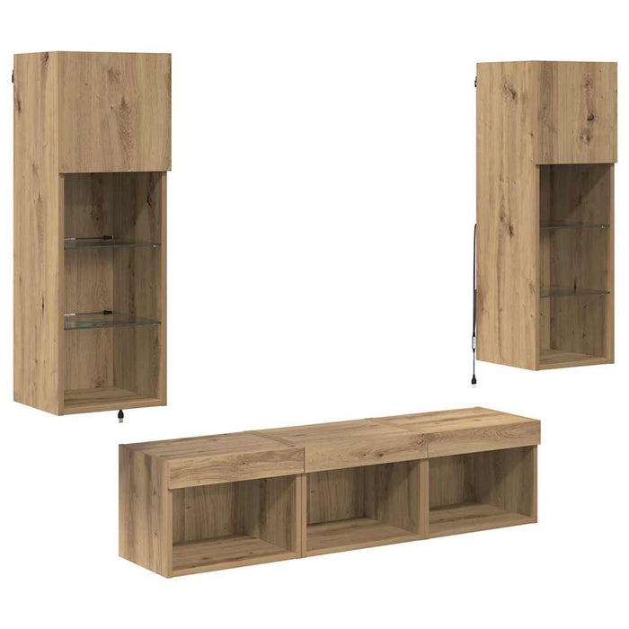 Unități pentru Pereți de TV 5 pcs Stejar Negru 60 x 30 x 30 cm - WALTI WALTI