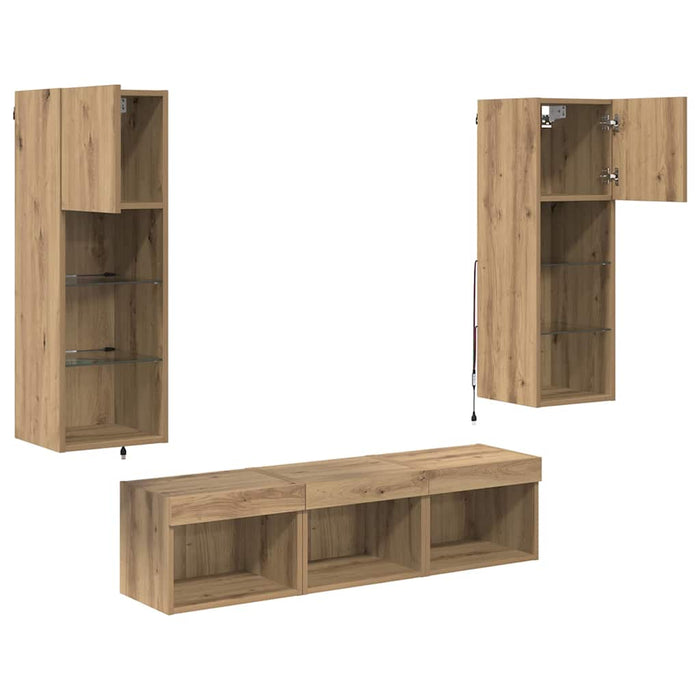 Unități pentru Pereți de TV 5 pcs Stejar Negru 60 x 30 x 30 cm - WALTI WALTI