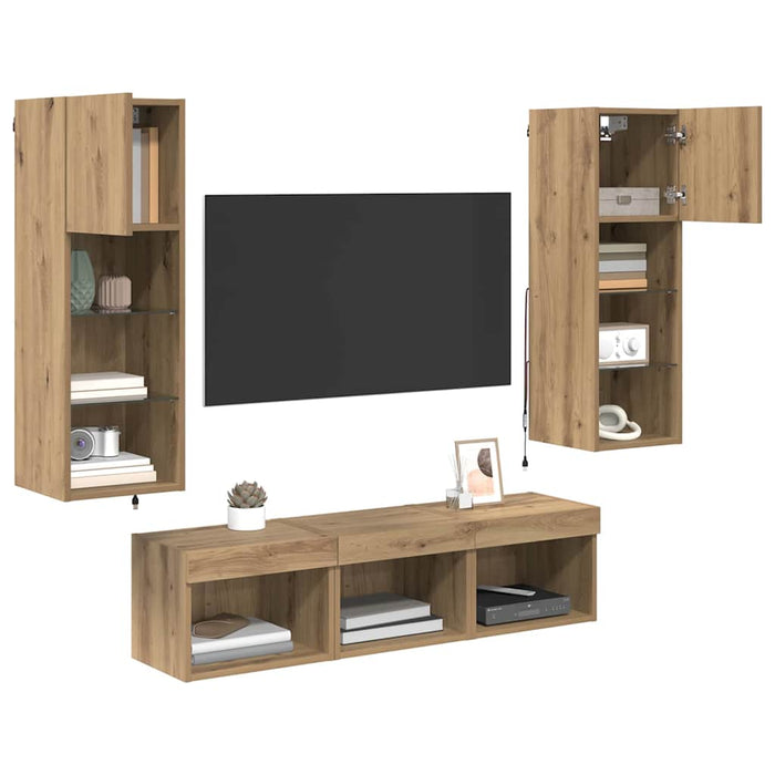 Unități pentru Pereți de TV 5 pcs Stejar Negru 60 x 30 x 30 cm - WALTI WALTI