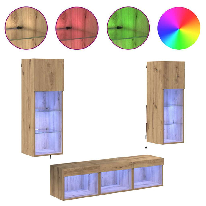 Unități pentru Pereți de TV 5 pcs Stejar Negru 60 x 30 x 30 cm - WALTI WALTI