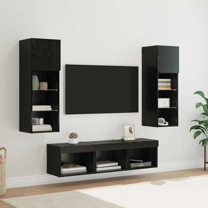 Unități pentru Pereți de TV 5 pcs Stejar Negru 60 x 30 x 30 cm - WALTI WALTI